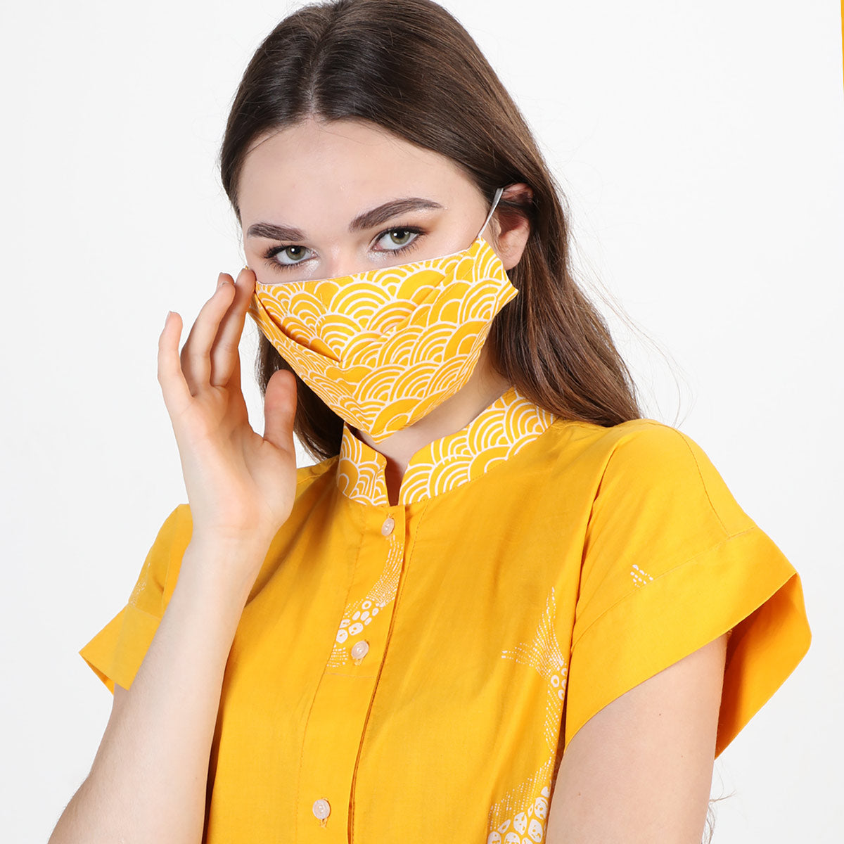 &nbsp;Button Dress Batik 2 Motif Koi Wave