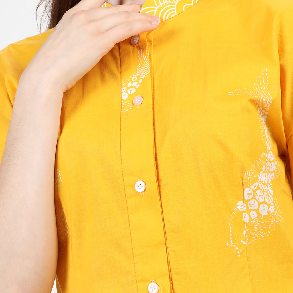 &nbsp;Button Dress Batik 2 Motif Koi Wave