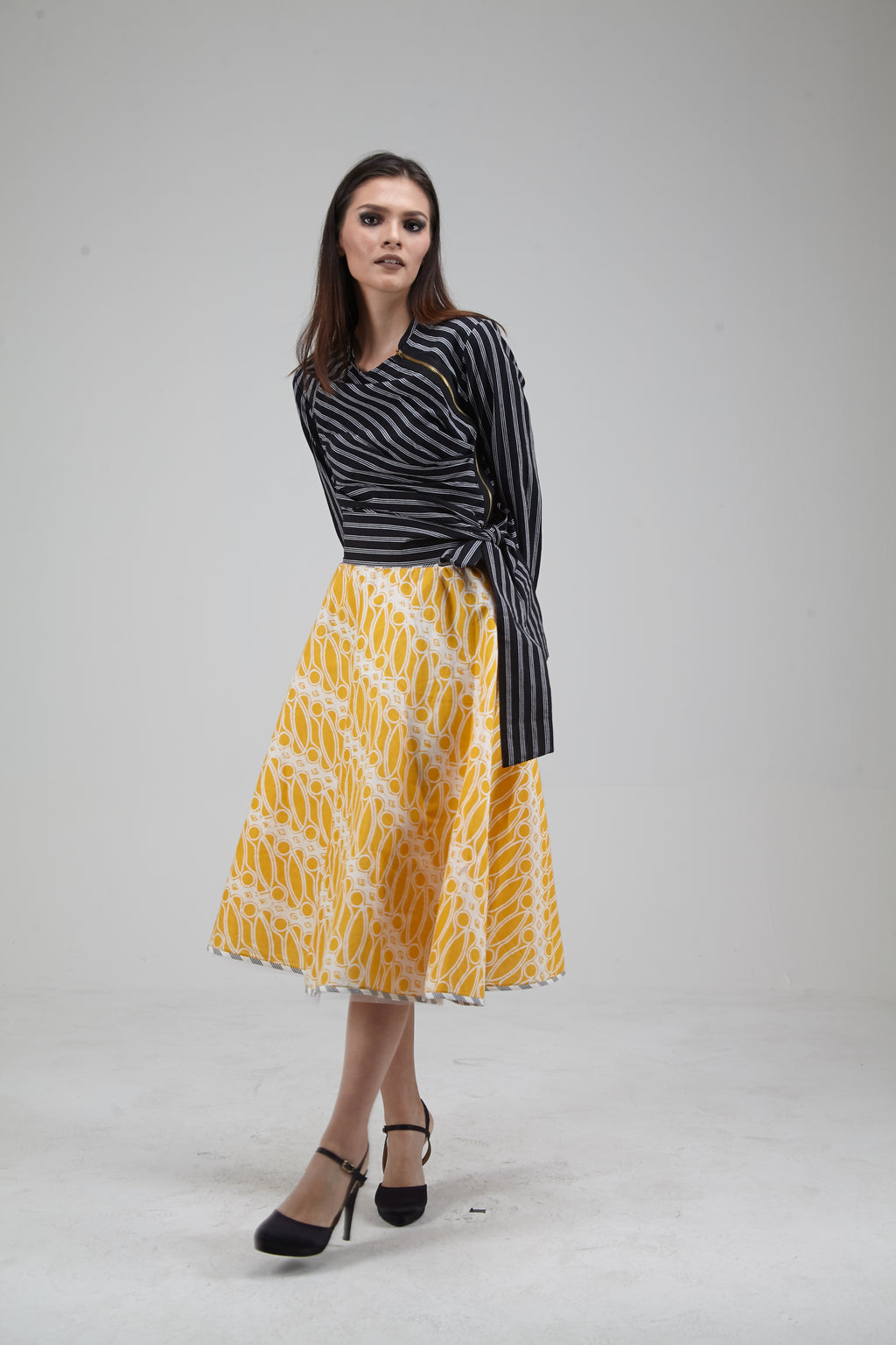 Long Sleeve striped top with Zipper